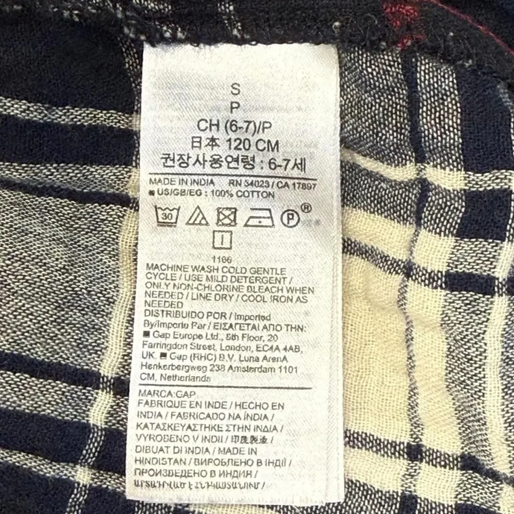 Gap kids navy, red, and cream plaid mini skirt S